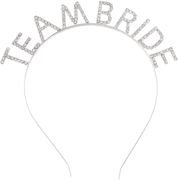 Gümüş Kaplama Kristal Taşlı Team Bride Taç 16x17 Cm ürün görseli 1