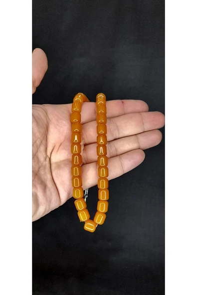 ÇUBUK KEHRİBAR TESBİH SARI RENK KAPSÜL KESİM T-410 - 3