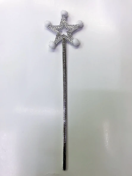 Yıldız Peri Asası Sihirli Değnek Beyaz Ponponlu ürün görseli 1