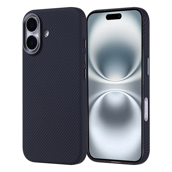 iPhone 16 Kılıf Kablosuz Şarj Özellikli Karbon Fiber Görünümlü Nekst Kapak - 2