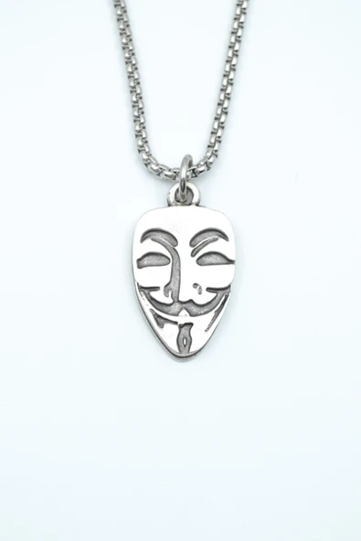 V For Vendetta Gümüş Kaplama Örme Zincir Kolye ürün görseli 1