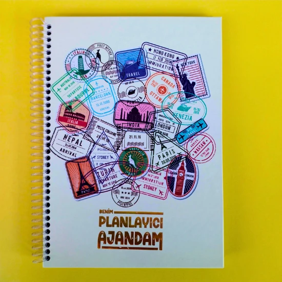 zamansız haftalık ajandam manifest defteri 17x24cm 100 yaprak planlayıcı defter pul desen