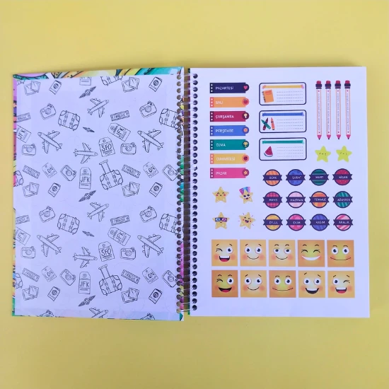 zamansız haftalık ajandam manifest defteri 17x24cm 100 yaprak planlayıcı defter pul desen - 3