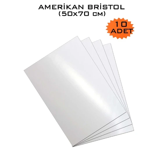 Amerikan Bristol Kartonu 50x70 cm 10 Adet 230 gr Çift Taraflı Parlak Mat Yüzeyli 50*70 Biristol Kağıt