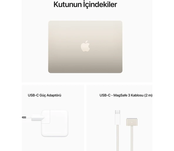 MacBook Air M2 Çip 8GB 512GB SSD macOS 13" Taşınabilir Bilgisayar Yıldız Işığı MLY23TU/AA - 2