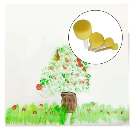 35x50 resim defteri + 6x25 ml parmak boyası baskı seti ponpon fırçalı set (yıkanabilir) - Resim 3