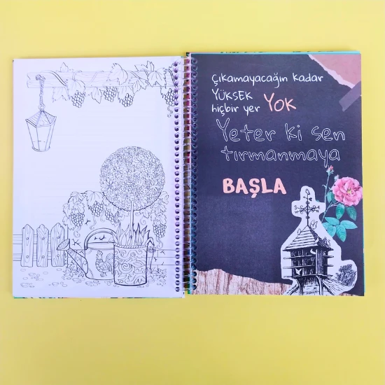 zamansız haftalık ajandam manifest defteri 17x24cm 100 yaprak planlayıcı defter pul desen - 4