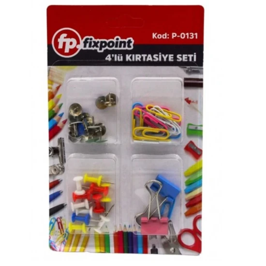 ataş,raptiye,maşa clips ve harita çivisi 4 lü set