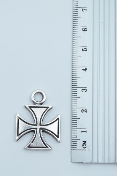 Gamalı Haç Gümüş Kaplama Örme Zincir Kolye - Resim 3