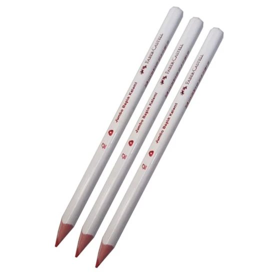 3 adet jumbo kırmızı kurşun kalem + jumbo kalemtraş - 3
