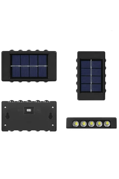 2 Adet Beyaz Işık 10 Ledli Solar Enerjili Aplik Teras Bahçe Varanda Apliği Beyaz Işık - 8
