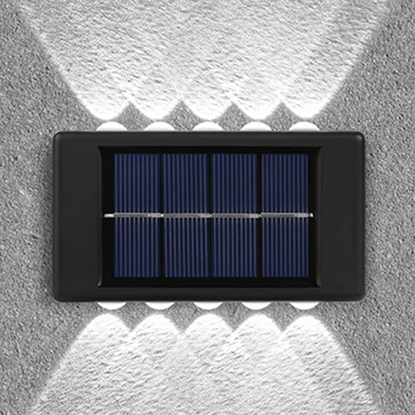 2 Adet Beyaz Işık 10 Ledli Solar Enerjili Aplik Teras Bahçe Varanda Apliği Beyaz Işık - 4