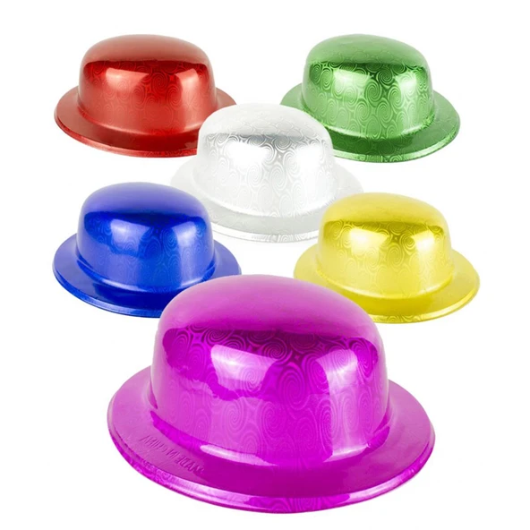 Pembe Renk Hologramlı Plastik Yuvarlak Melon 27x24 Cm - Resim 2