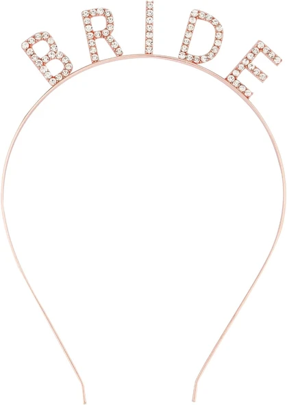 Rose Gold Renk Bekarlığa Veda Kristal Taş Bride Tacı İthal 16x10 Cm - Resim 2