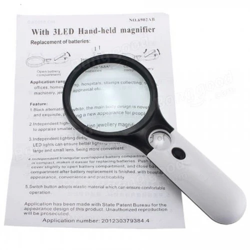 3 Led Işıklı 3x75 Mm 45x22 Mm  El Büyüteç - Resim 3