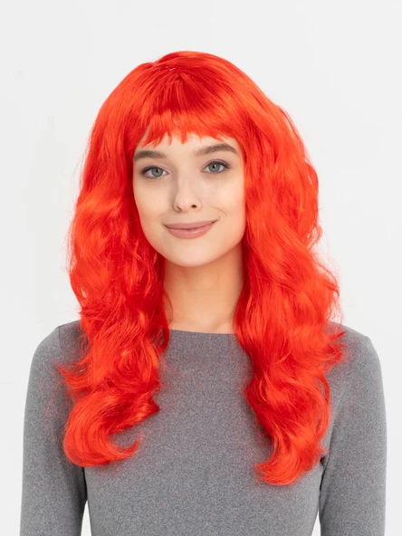 Kırmızı Renk Uzun Dalgalı Parti Peruğu ürün görseli 1