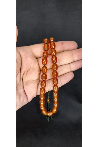 ÇUBUK KEHRİBAR TESBİH KAHVERENGİ RENK KAPSÜL KESİM T-443 - 3