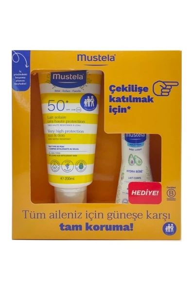 Mustela Spf50+ Yüksek Koruma Faktörlü Güneş Losyonu 200 ml + Hydrabebe Vücut Losyonu 100 ml ürün görseli