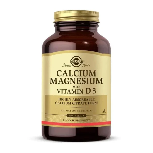 Solgar Calcium Magnesium With Vitamin D3 Kalsiyum ve Magnezyum 150 Tablet