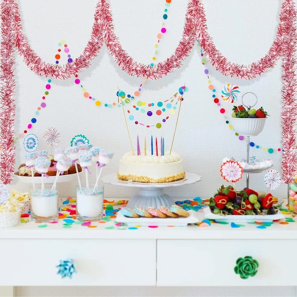 Parti İçin Sim Süs 2 Metre Uzunluk 8 Cm Genişlik Pembe Renk İthal - 2