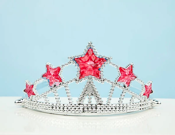 Kırmızı Yıldız Taşlı Plastik Kraliçe Prenses Elsa Tacı Çocuk Boy ürün görseli 1