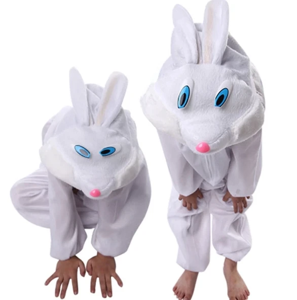 Çocuk Tavşan Kostümü Beyaz Renk 2-3 Yaş 80 Cm ürün görseli 1