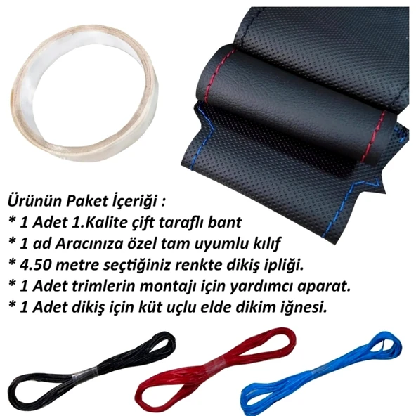 Dikmeli Direksiyon Kılıfı Opel Uyumlu Astra J Kasa Araca Özel Direksiyon Kılıfı Klasik Siyah - 4