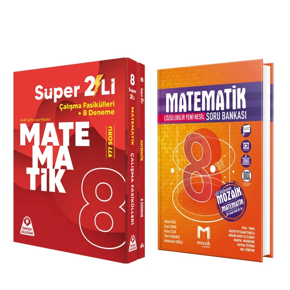 Örnek Akademi 8. Sınıf Süper İkili Matematik Seti ve Mozaik Matematik Soru Bankası Seti 2 Kitap