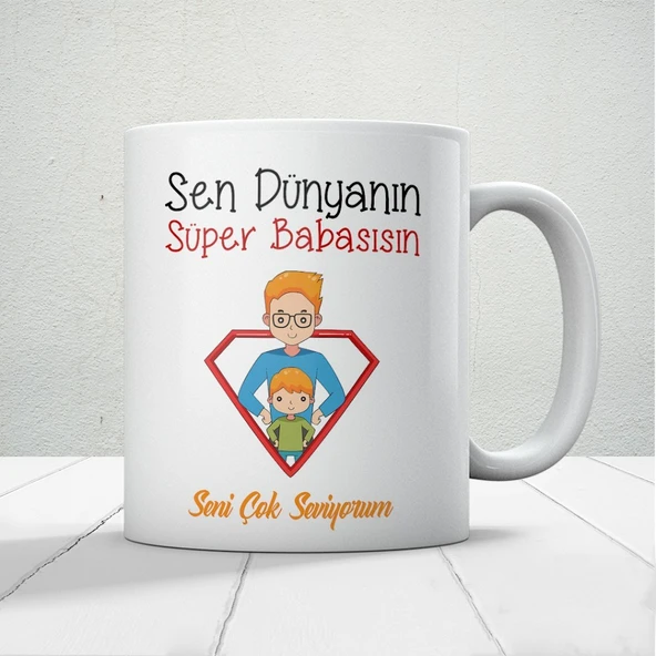 Sen Dünyanın Süper Babasısın Babalar Günü Baskılı Kupa Bardak Baskılı Kahve Kupa Bardak