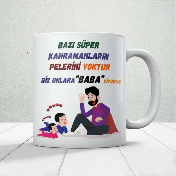 Bazı Kahramanların Pelerini Yoktur Baskılı Babalar Günü Kupa Bardak Kahve Kupa Bardak