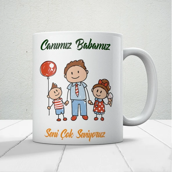 Canımız Babamız Baskılı Babalar Günü Kupa Bardak Kahve Kupa Bardak