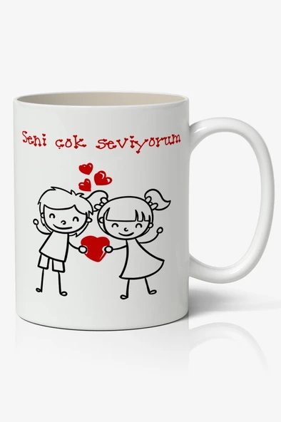 Sevgiliye Özel Seni Çok Seviyorum Baskılı Kupa Bardak Kahve Kupa Bardak Mod3