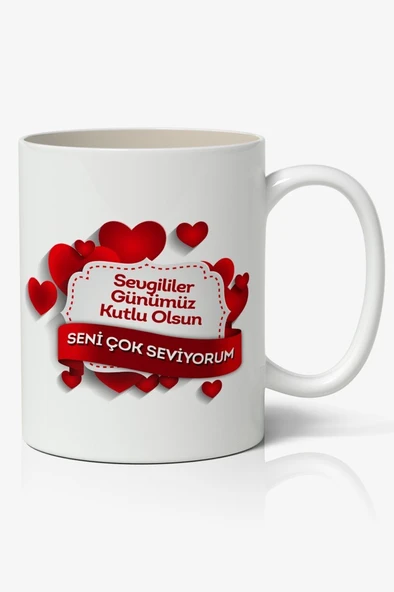 Sevgililer Günümüz Kutlu Olsun Baskılı Kupa Bardak Mod3