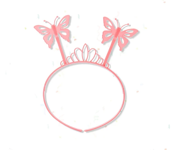 Toz Pembe Renk Kelebek Kanadı Tacı Ve Sopası 50x37 Cm - Resim 2