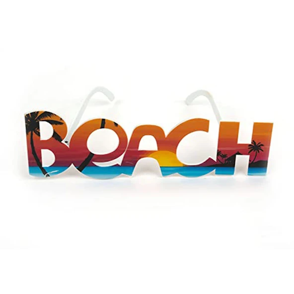Beach Yazılı Parti Gözlüğü Yaza Merhaba Hawaii Show Gözlüğü 19x6 Cm - 5