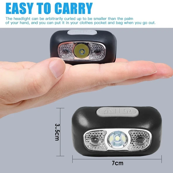 Baretta Brt61 Xpe Pearls Led Hareket Sensörlü Mini Usb Şarjlı Kafa Feneri - 3