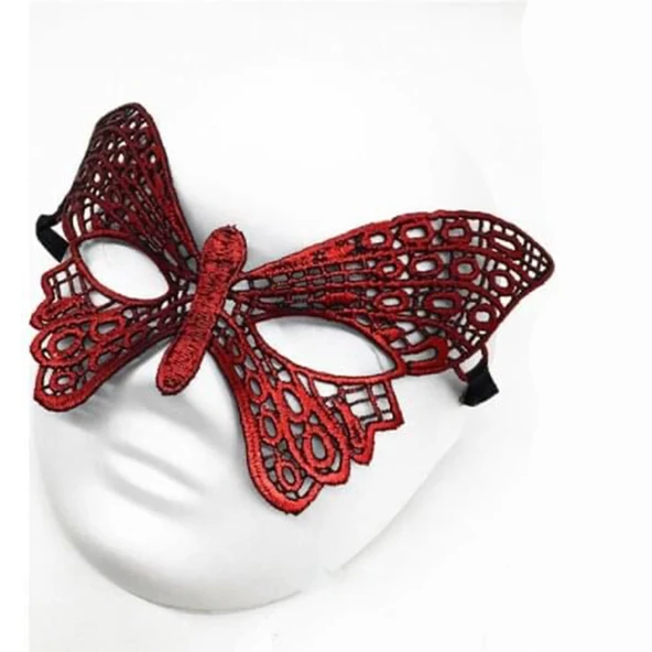 Kırmızı Dantel Masquerade Maskesi 7 No - Resim 2