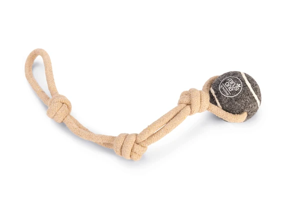 Beeztees Köpek Oyuncağı, İpli Tenis Topu, Kauçuk, Gri/Kahverengi, İp 39cm, Top 6,3cm ürün görseli
