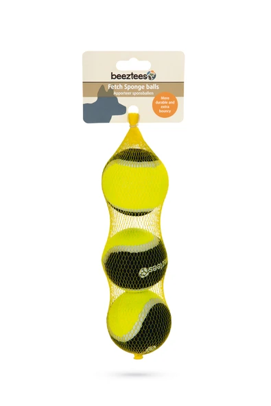 Beeztees Köpek Oyuncağı, Tenis Topu, Siyah/Sarı, 3 Adet, 6,3cm - Resim 2