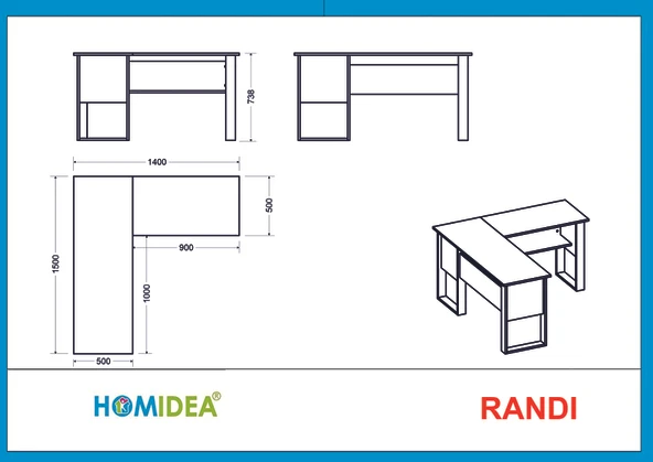 Betroya Randi Çalışma Masası Beyaz - 5