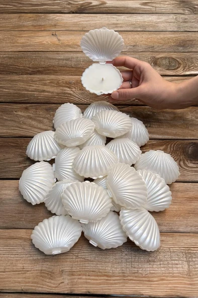 İstiridye Mika Mum Kutusu 20 Adet - Resim 2