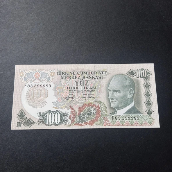 Escoines Koleksiyon 3996367e214d6bb319 ÇÇT+ 6.Emisyon 2.tertip F83-399989 100lira eski kağıt para