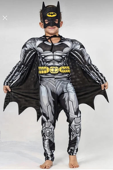 GEZEN AY Batman Kaslı Kostüm - Batman Kaslı Erkek Çocuk Kostümü