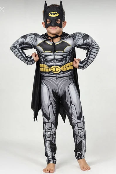 GEZEN AY Batman Kaslı Kostüm - Batman Kaslı Erkek Çocuk Kostümü - 2