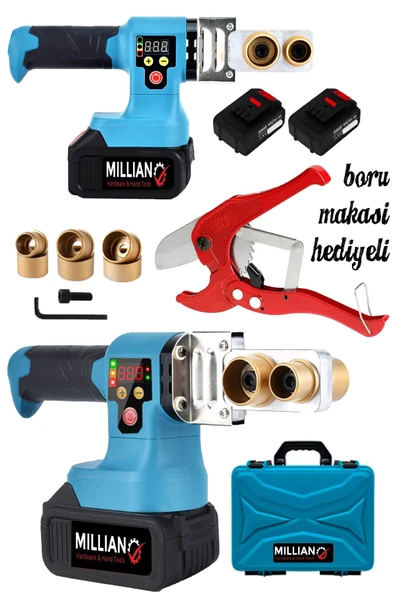 Çift Akülü 320 Derece Profesyonel PPRC Plastik Boru Kaynak Makinesi + Boru Kesme Makası Hediyeli