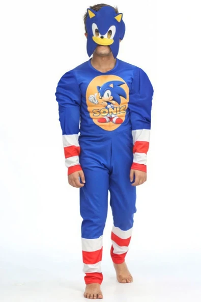 GEZEN AY Sonic Kaslı Kostüm - Sonic Kaslı Erkek Çocuk Kostümü