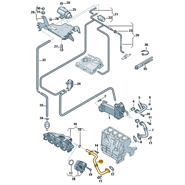 VW Transporter T6 2010-2015 2.0 Dizel Motor EGR Borusu 03L131521AA - 3