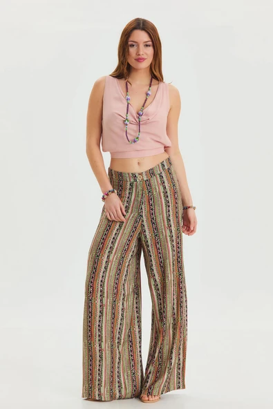 Palazzo Yüksek Bel Bol Kesim Pantolon - 6