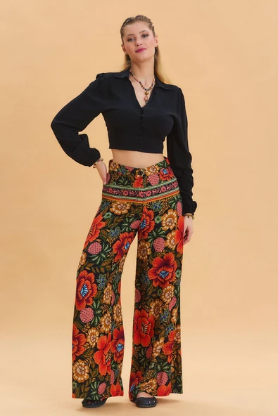 Palazzo Yüksek Bel Bol Kesim Pantolon - 6