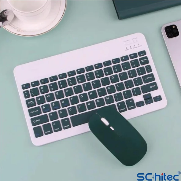 ScHitec Kablosuz Klavye ve Mouse Set Type-C Şarjlı Bluetooth 2.4G Bağlantlılı Mor - 4